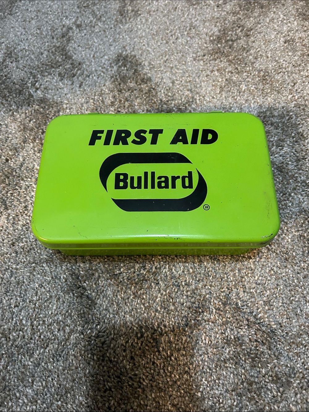 Vintage Bullard first aid kit with original items inside.